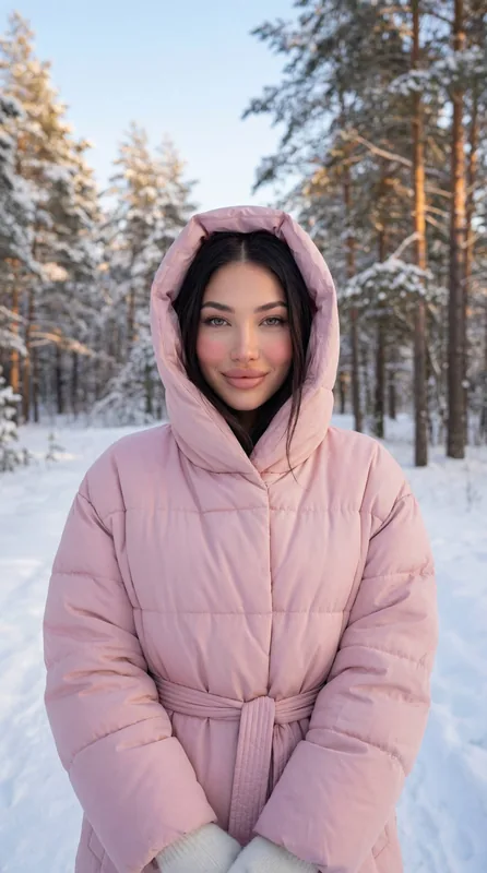 Reference image: conceptual variant. Recreate composition, pose, lighting and winter mood as close as possible.